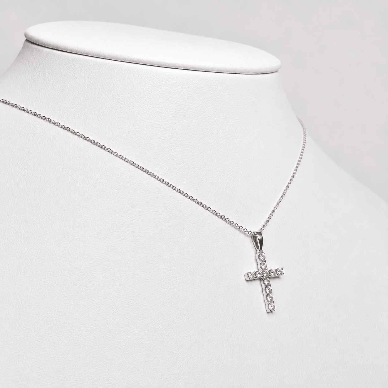 0.50ct Classic Claw Set Diamond Cross Pendant in 9k White Gold - All Diamond