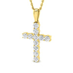 0.50ct Classic Claw Set Diamond Cross Pendant in 9k Yellow Gold - All Diamond