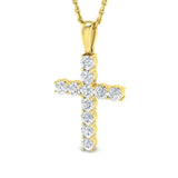 0.50ct Classic Claw Set Diamond Cross Pendant in 9k Yellow Gold - All Diamond