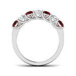 0.55ct Ruby 0.35ct Diamond Seven Stone Ring 18k White Gold - All Diamond