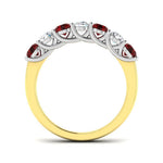 0.55ct Ruby 0.35ct Diamond Seven Stone Ring 18k Yellow Gold - All Diamond
