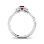 0.60ct Ruby with 0.20ct Diamond Trilogy Ring 18k White Gold - All Diamond