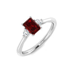 0.60ct Ruby with 0.20ct Diamond Trilogy Ring 18k White Gold - All Diamond