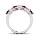 0.70ct Ruby 0.40ct Diamond Seven Stone Ring 18k White Gold - All Diamond