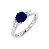 0.96ct Blue Sapphire And 0.54ct Diamond Trilogy Ring in 18k White Gold - All Diamond