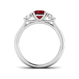 0.96ct Ruby And 0.54ct Diamond Trilogy Ring in 18k White Gold - All Diamond