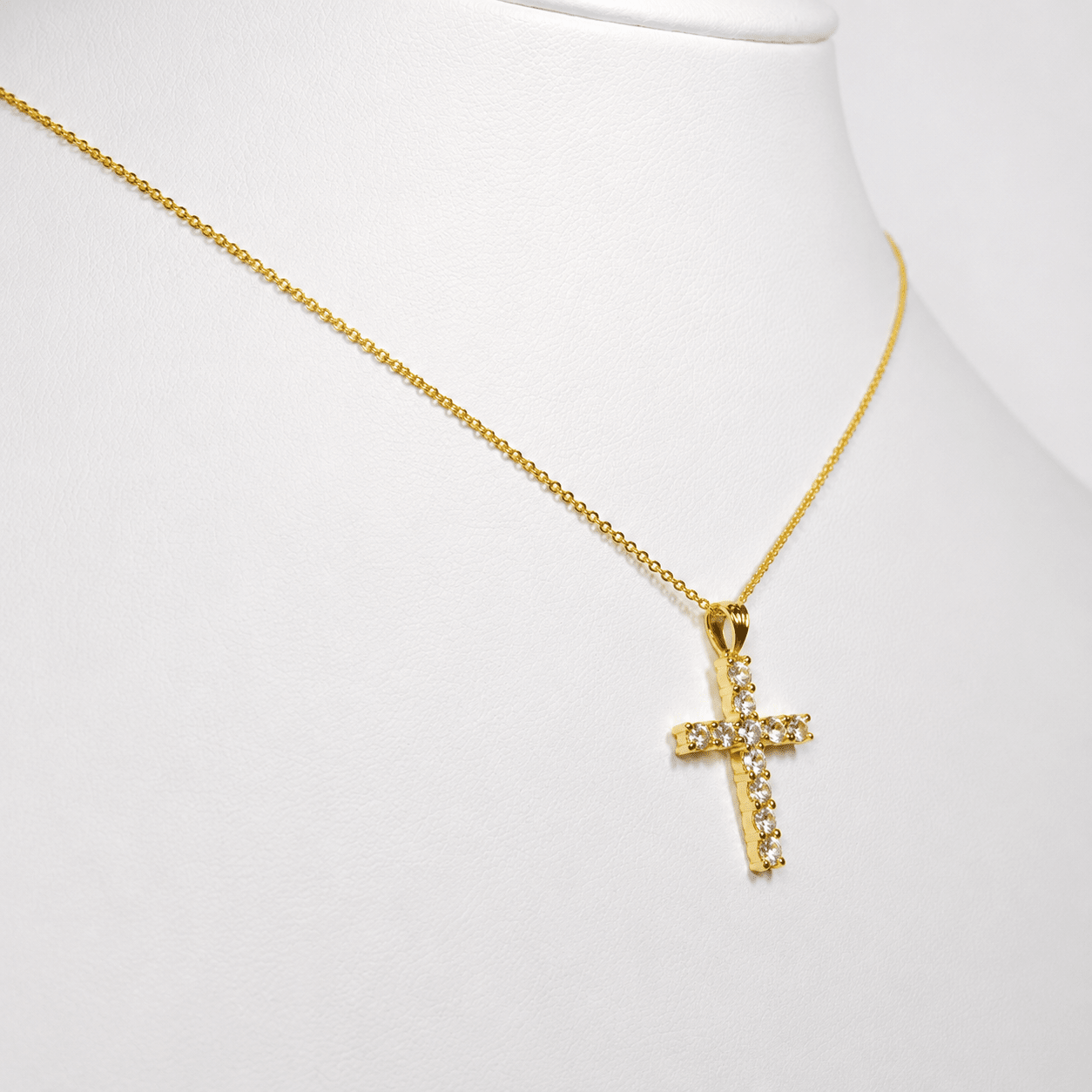 1.00ct Classic Claw Set Diamond Cross Pendant in 18k Yellow Gold - All Diamond