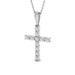 1.00ct Look Classic Claw Set Diamond Cross Pendant in 9k White Gold - All Diamond