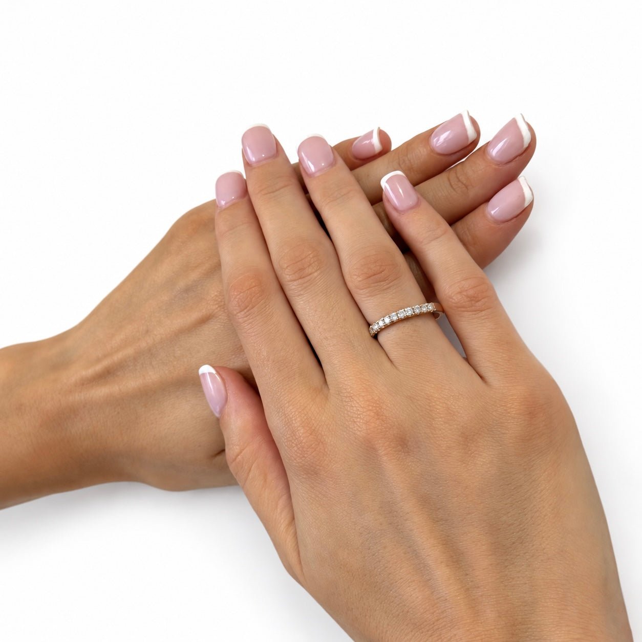 11 Stone Half Eternity Ring 0.40ct G/SI Diamonds in 18k Rose Gold - All Diamond