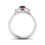 1.12ct Ruby with 0.22ct Diamond Trilogy Ring in 18k White Gold - All Diamond