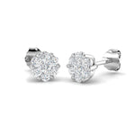 18k White Gold Diamond Cluster Earrings 0.50ct in G/SI Quality - All Diamond