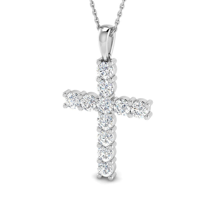 2.00ct Classic Claw Set Diamond Cross Pendant in 18k White Gold