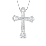 3.00ct Baguette & Round Claw Set Diamond Cross in 18k White Gold - All Diamond