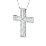 3.00ct Baguette & Round Diamond Cross in 18k White Gold - All Diamond
