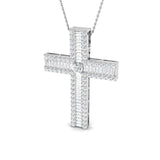3.00ct Baguette & Round Diamond Cross in 18k White Gold - All Diamond
