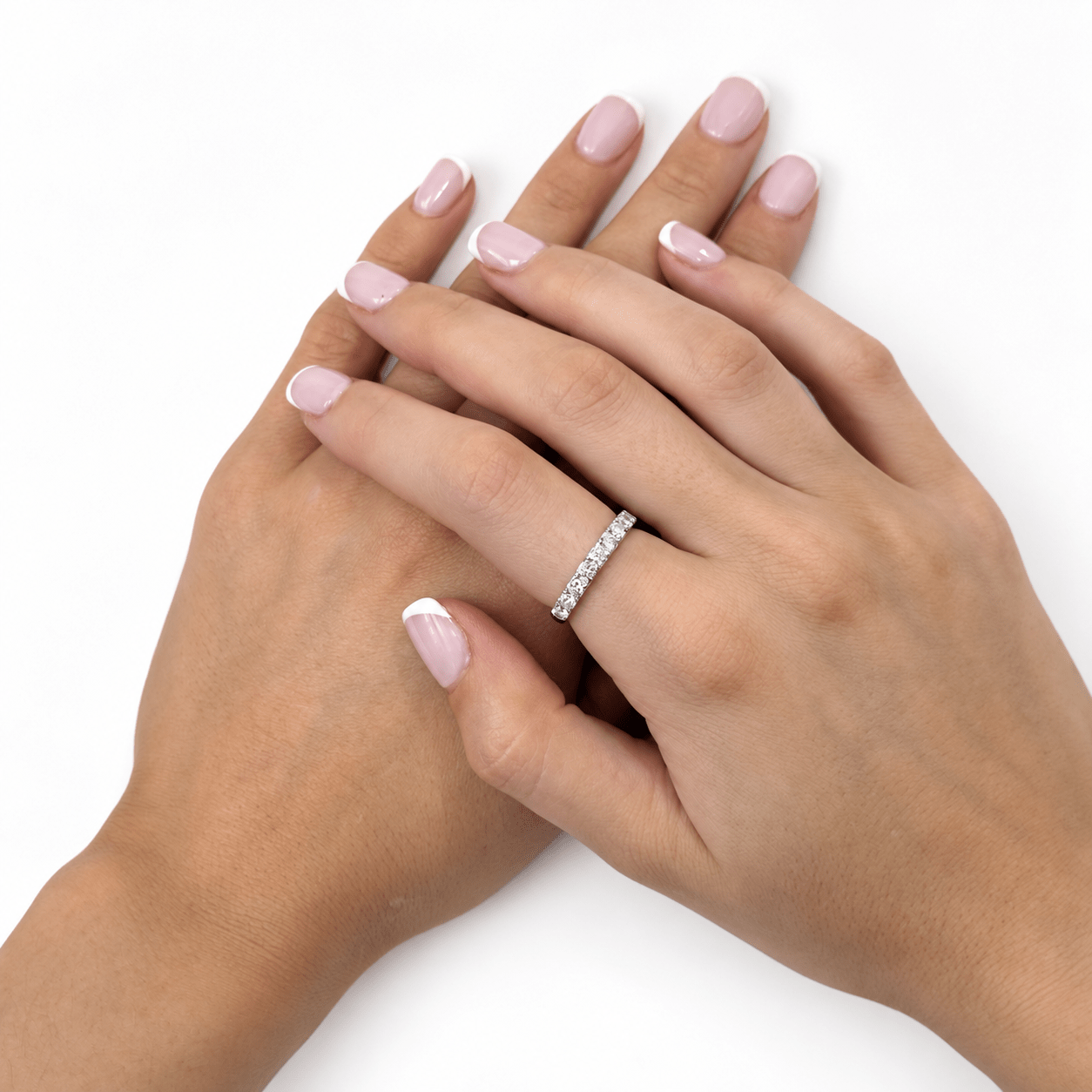 9 Stone Half Eternity Ring 1.00ct G/SI Diamonds in Platinum 3.3mm - All Diamond