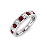 Channel Ruby & Diamond Half Eternity Ring 0.90ct 18k White Gold