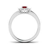 Oval 0.50ct Ruby 0.20ct Diamond Cluster Ring 18k White Gold