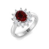 Oval 1.50ct Ruby 0.50ct Diamond Cluster Ring 18k White Gold