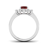 Oval 1.50ct Ruby 0.50ct Diamond Cluster Ring 18k White Gold