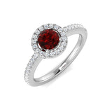 Ruby & Diamond 0.80ct Halo Ring in 18k White Gold