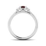 0.54ct Ruby with 0.16ct Diamond Trilogy Ring in 18k White Gold
