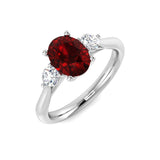 1.60ct Ruby with 0.25ct Diamond Trilogy Ring in 18k White Gold