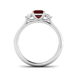 1.14ct Ruby with 0.21ct Diamond Trilogy Ring 18k White Gold
