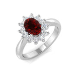 Oval 1.00ct Ruby 0.30ct Diamond Cluster Ring 18k White Gold