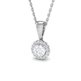 Diamond Halo Pendant Necklace 0.30ct G/SI Quality in 9k White Gold
