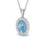 Aquamarine 2.00ct Oval with Diamond Pendant Necklace in 9k White Gold