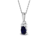 Blue Sapphire 0.60ct and 0.03ct Diamond Necklace in 9k White Gold - All Diamond