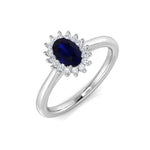 Blue Sapphire 0.60ct and Diamond 0.10ct Ring In 9k White Gold - All Diamond