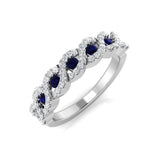 Blue Sapphire & Diamond 0.55ct Dress Cocktail Ring in 18k White Gold - All Diamond