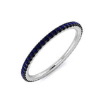 Blue Sapphire Full Eternity Ring 0.30ct 50 Stone in 18k White Gold - All Diamond