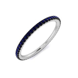 Blue Sapphire Full Eternity Ring 0.30ct 50 Stone in 18k White Gold - All Diamond