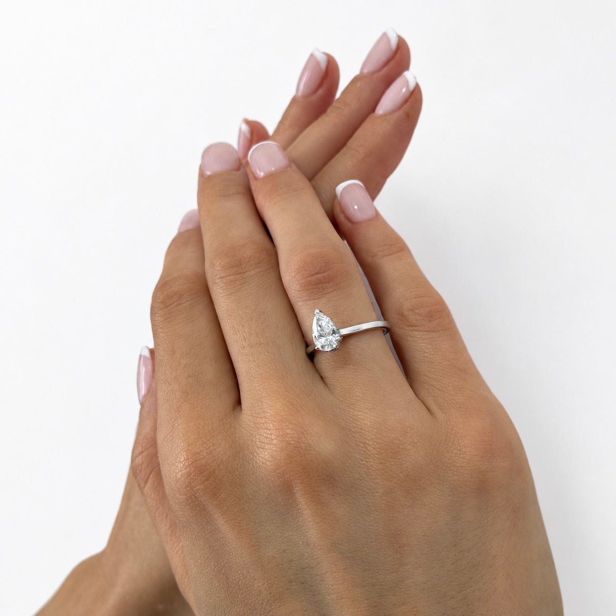 Certified Diamond Pear Solitaire Engagement Ring 1.50ct E/VS 18k White Gold - All Diamond