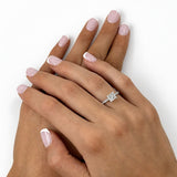 Certified Diamond Princess Side Stone Engagement Ring 1.80ct E/VS 18k White Gold - All Diamond