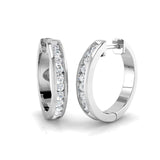 Channel Set Diamond Hoop Earrings 0.40ct G/SI 18k White Gold 17.0mm - All Diamond