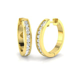 Channel Set Diamond Hoop Earrings 0.40ct G/SI 18k Yellow Gold 17.0mm - All Diamond