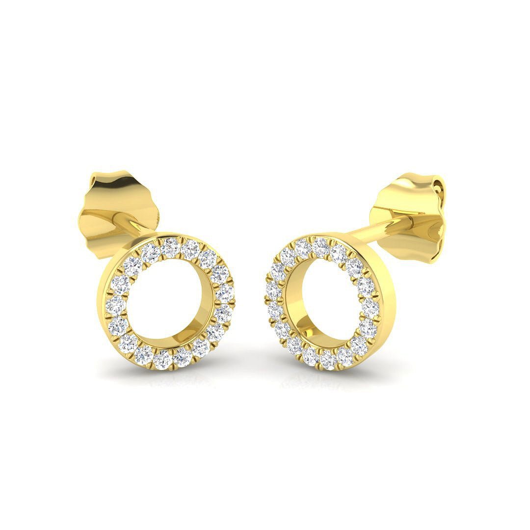 Circle of Life Diamond Earrings 0.15ct G/SI Quality 9k Yellow Gold - All Diamond