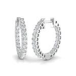 Classic Diamond Hoop Earrings 1.00ct G/SI Quality 18k White Gold - All Diamond