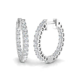 Classic Diamond Hoop Earrings 1.00ct G/SI Quality 18k White Gold - All Diamond