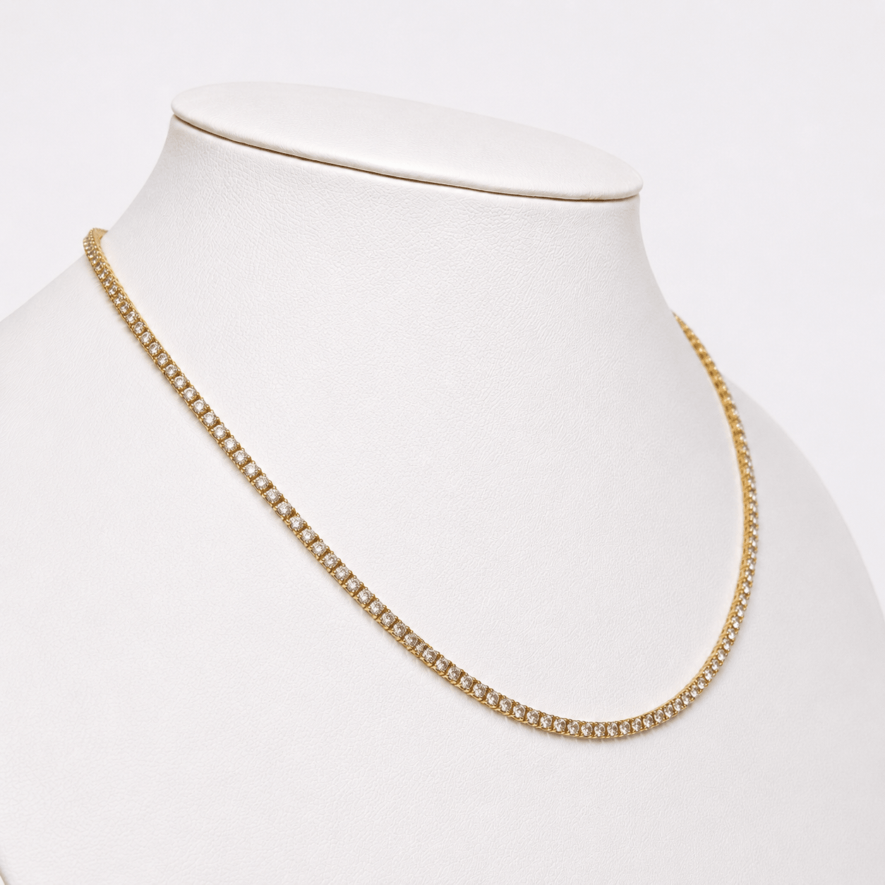Classic Diamond Tennis Necklace 12.00ct G/SI Quality 18k Yellow Gold - All Diamond