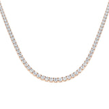 Classic Diamond Tennis Necklace 12.20ct G/SI Quality 18k Rose Gold - All Diamond