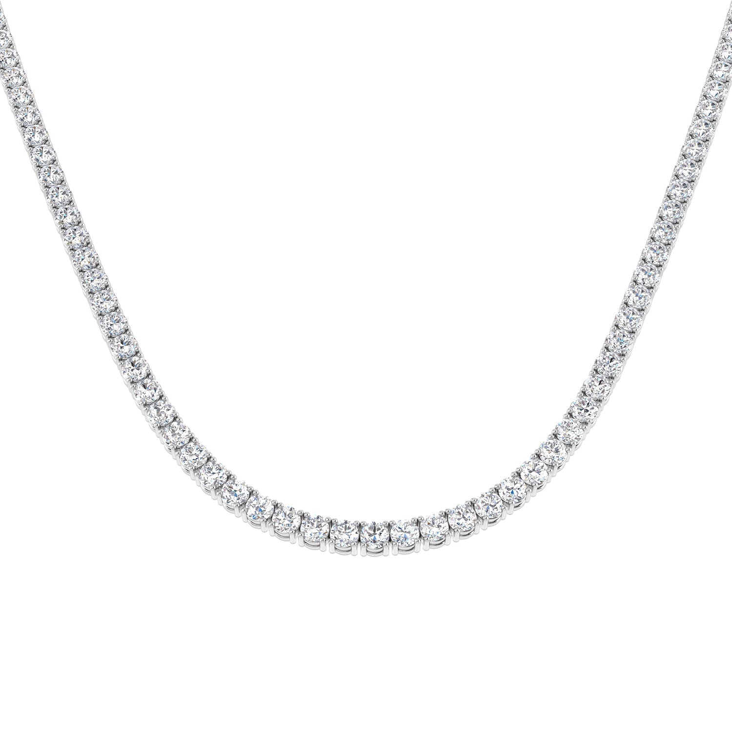 Classic Diamond Tennis Necklace 12.20ct G/SI Quality 18k White Gold - All Diamond