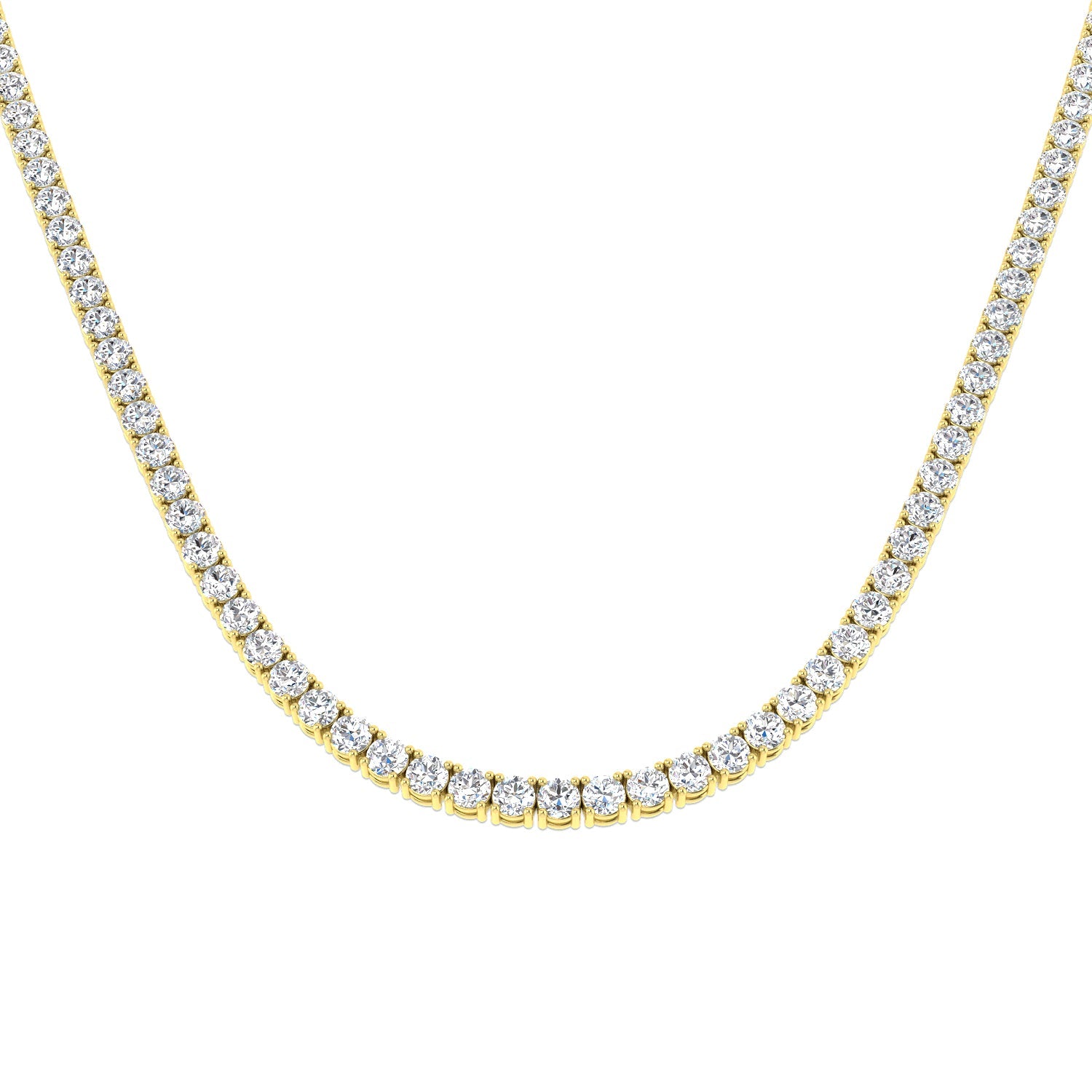 Classic Diamond Tennis Necklace 12.20ct G/SI Quality 18k Yellow Gold - All Diamond