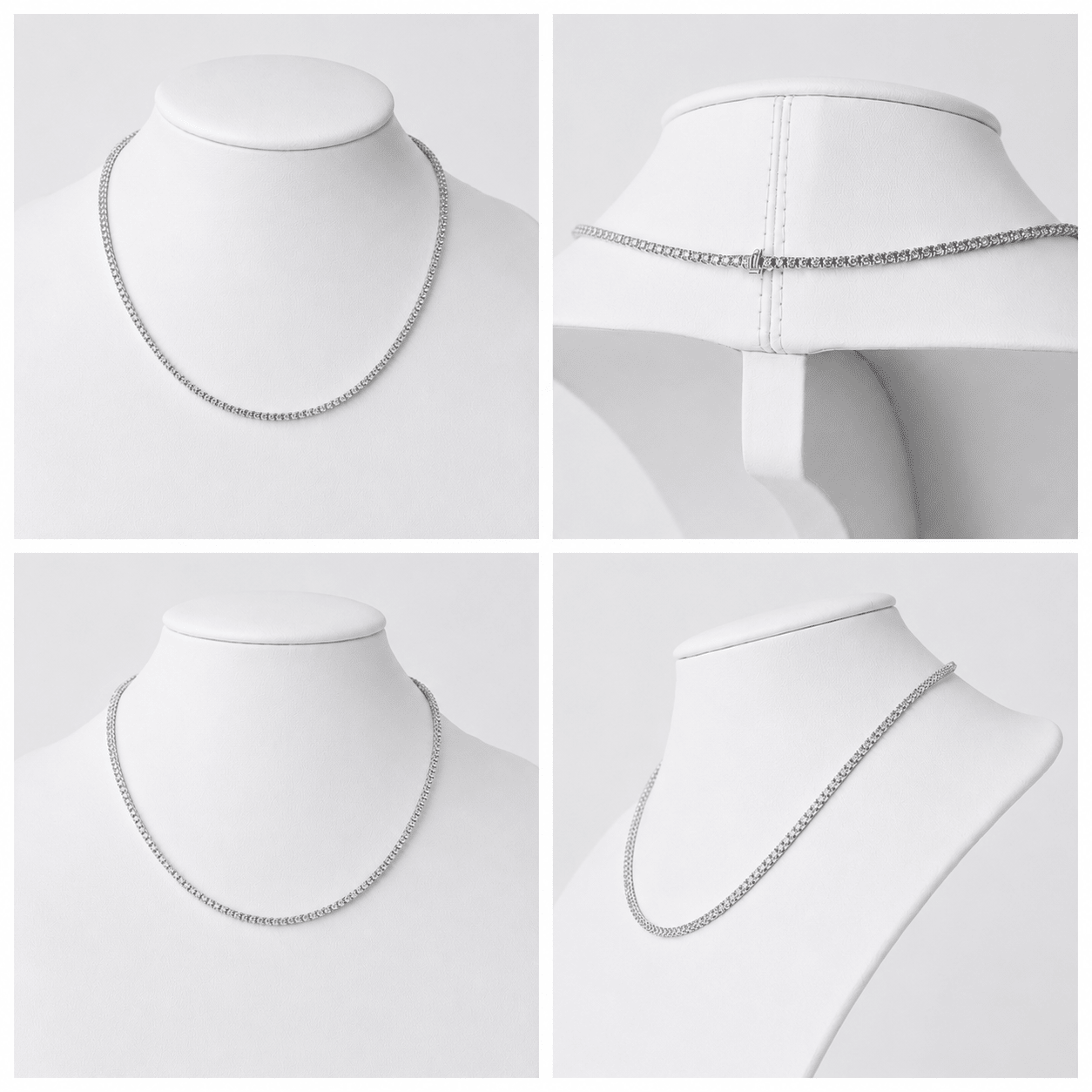 Classic Diamond Tennis Necklace 8.50ct G/SI Quality 18k White Gold - All Diamond