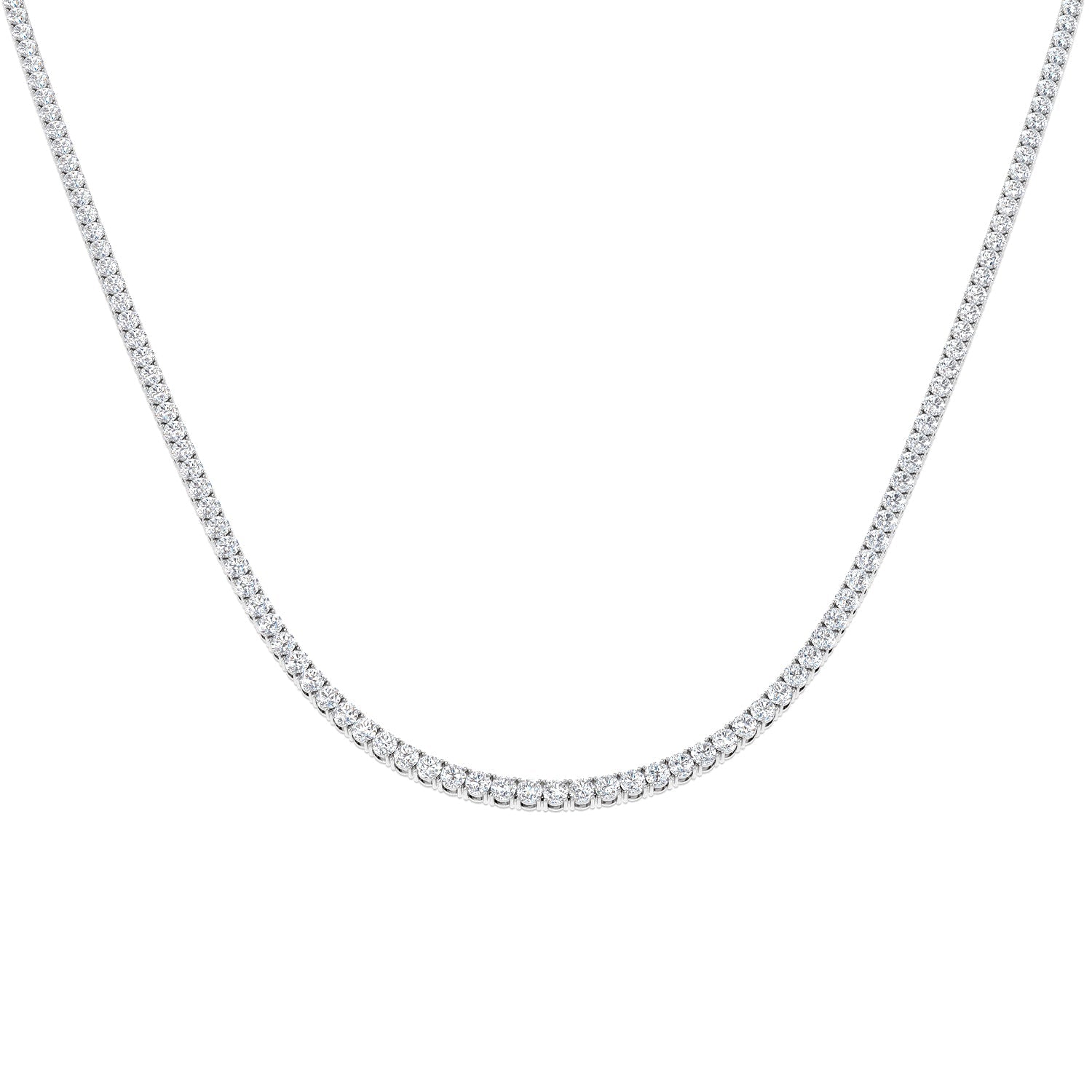 Classic Diamond Tennis Necklace 8.50ct G/SI Quality 18k White Gold - All Diamond