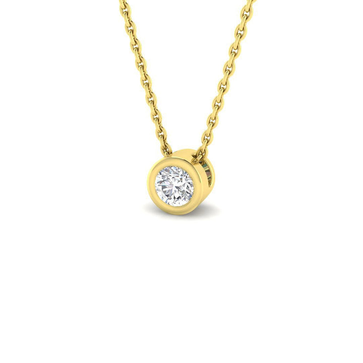 Classic Rub Over Diamond Solitaire Pendant 0.20ct G/SI 18k Yellow Gold